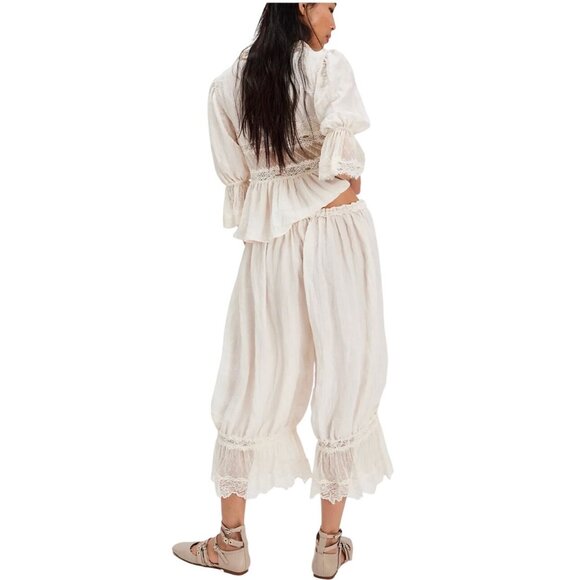 Free People Forever Young Sleep Capri Pants Ivory Lace Trim XS New With Tags - Picture 11 of 16